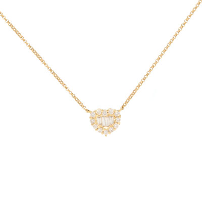 Collar Corazón en Oro Amarillo 18K con Diamantes