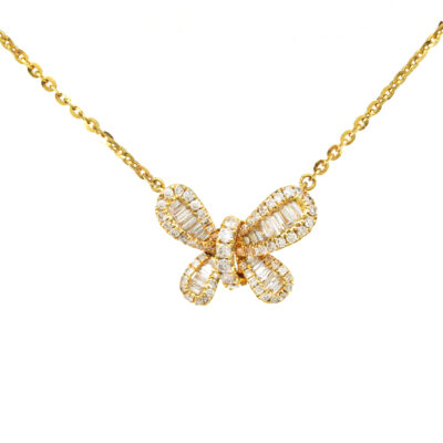 Collar Mariposa en Oro Amarillo 18K con Diamantes