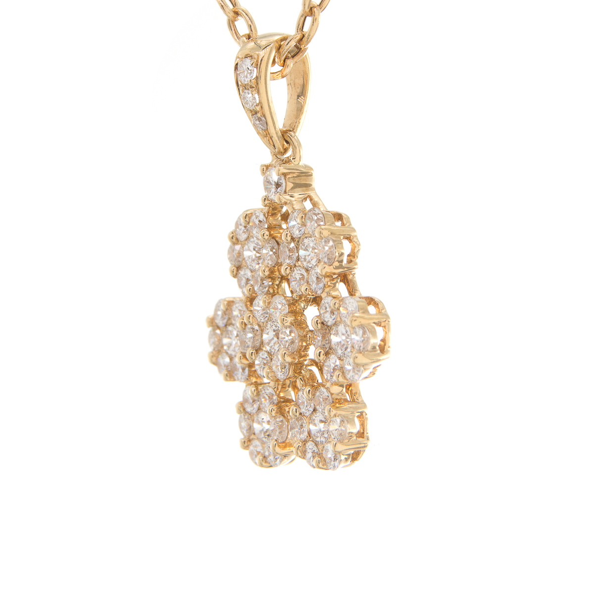Collar Flor en Oro Amarillo 18K con Diamantes
