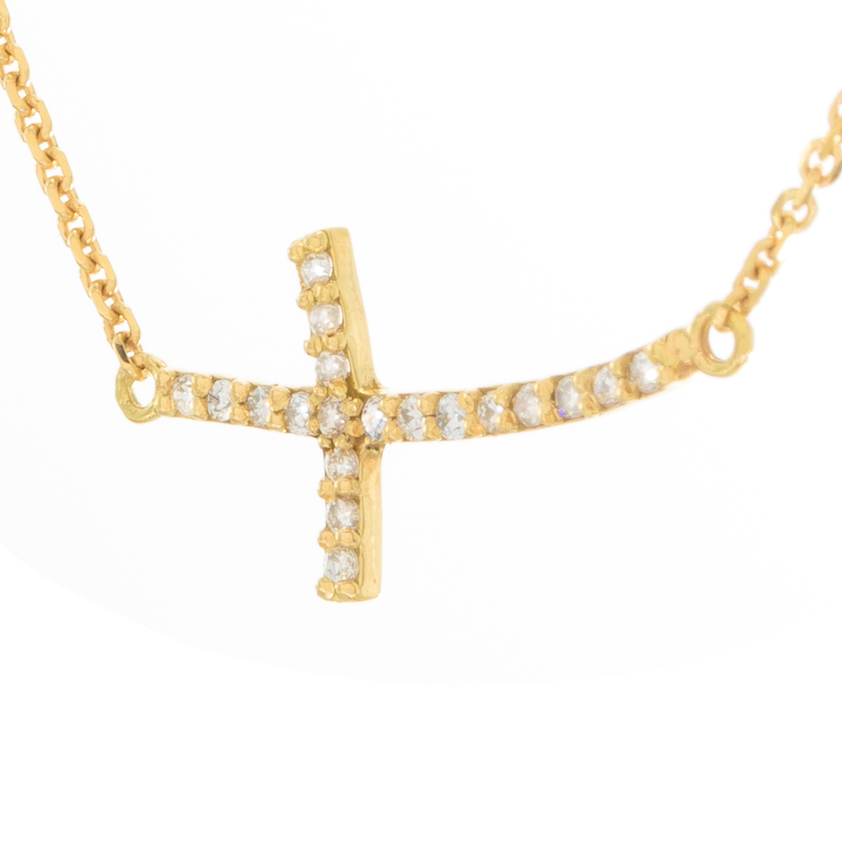 Collar Cruz en Oro Amarillo 18K con Diamantes