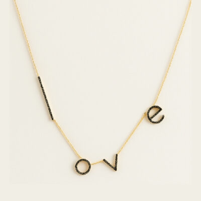 Collar Khuyay  Camisero en Oro Amarillo 18K con Diamantes Negros