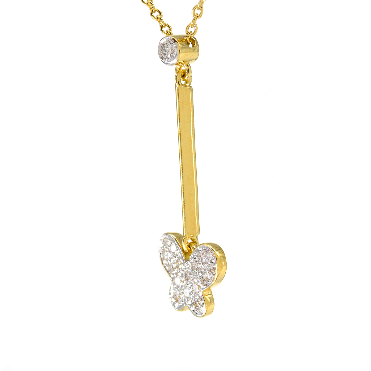 Collar Mariposa en Oro Amarillo 18K con Diamantes
