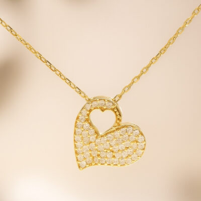 Collar Khuyay con Dije Corazón en Oro Rosa 18K con Diamantes
