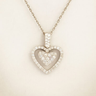 Collar Khuyay Corazón en Oro Blanco 18K con Diamantes