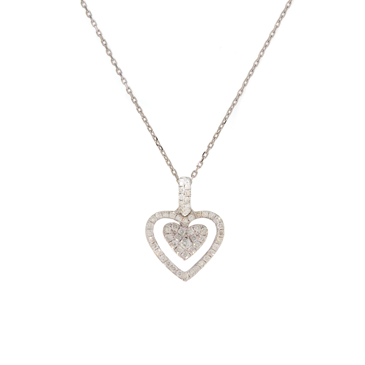 Collar Khuyay Corazón en Oro Blanco 18K con Diamantes