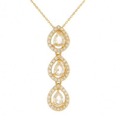 Collar Diamantesta Gota en Oro Amarillo 18K con Diamantes