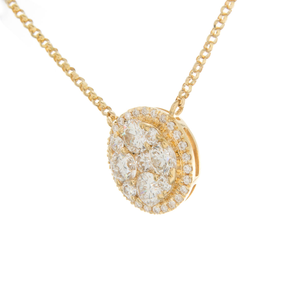 Collar Roseta en Oro Amarillo 18K con Diamantes