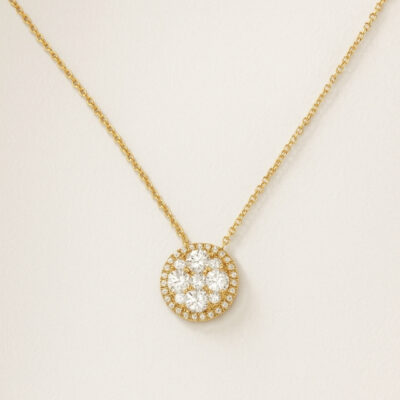 Collar Diamantesta Roseta en Oro Amarillo 18K con Diamantes