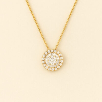 Collar Diamantesta Roseta en Oro Amarillo u Oro Blanco 18K con Diamantes