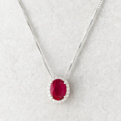 Collar Khuyay Muyu en Oro Blanco con Rubí y Diamantes