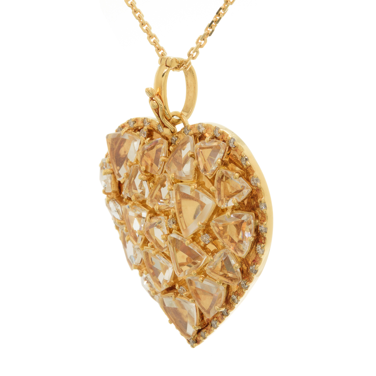 Collar Corazón en Oro Amarillo 18K con Topacios y Diamantes