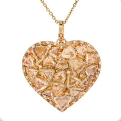 Collar Corazón en Oro Amarillo 18K con Topacios y Diamantes