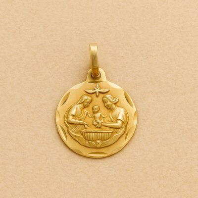 Dije Medalla Bautizo en Oro amarillo 18K