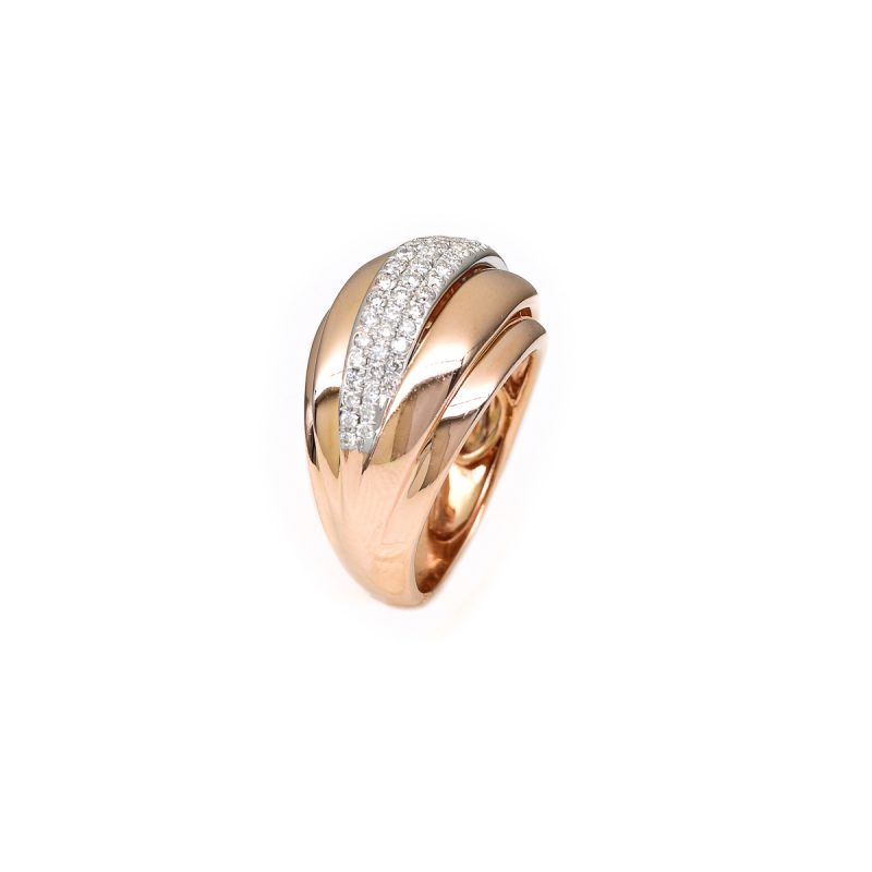 Sortija Diamantesta Hatum en Oro Rosa 18K con Diamantes