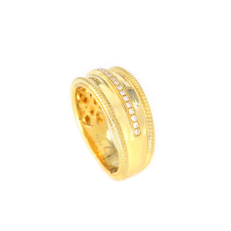 Sortija Diamantesta Lineal en Oro Amarillo 18K con Diamantes