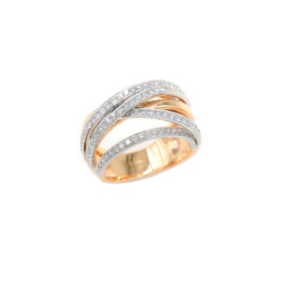 Sortija Lineal en Oro Rosa 18K y Oro Blanco 18K con Diamantes