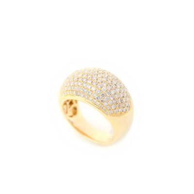 Sortija Ancha en Oro Amarillo 18K con Diamantes