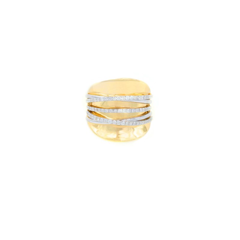 Sortija Diamantesta Siqui Ancha en Oro Amarillo 18K y Oro Blanco 18K con Diamantes