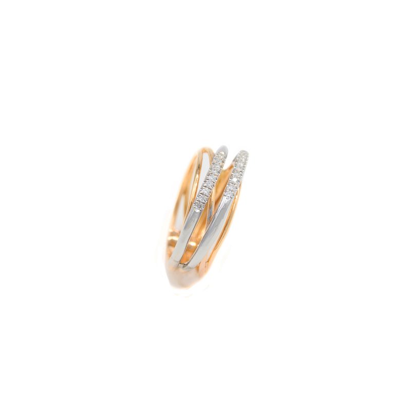 Sortija Lineal Diamantesta con Oro Rosa 18K y Oro Blanco 18K con Diamantes