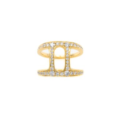Sortija H en Oro Amarillo 18K con Diamantes