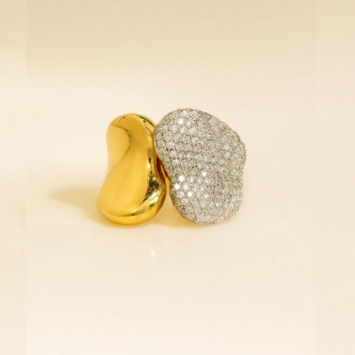 Sortija Khuyay Doble Corazón en Oro Amarillo 18K con Diamantes