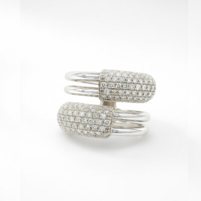 Sortija Diamantesta Pavée en Oro Blanco18K con Diamantes