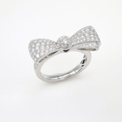 Sortija Diamantesta Lazo en Oro Blanco18K con Diamantes