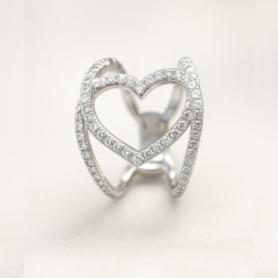 Sortija Khuyay Calada Heart en Oro Blanco 18K con Diamantes