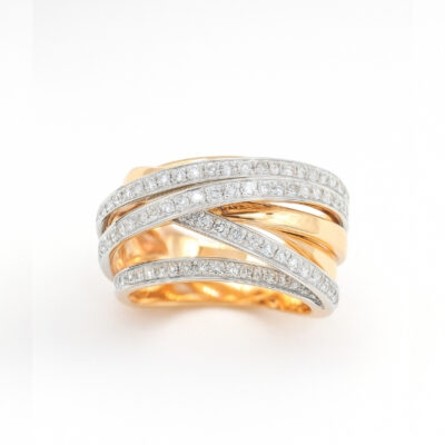 Sortija Diamantesta Lineal en Oro Rosa 18K y Oro Blanco 18K con Diamantes