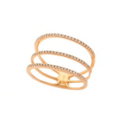 Sortija Lineal Diamantesta en Oro Rosa 18K con Diamantes