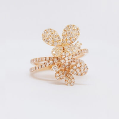 Sortija Biru Doble Mariposa en Oro Amarillo y Oro Rosa 18K