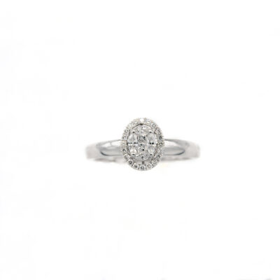 Anillo ANA MARIA Roseta en Oro blanco 18K con Diamantes oval