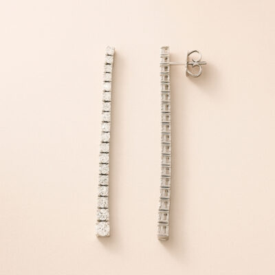 Aretes Diamantesta Tennis en Oro Blanco 18k con Diamantes