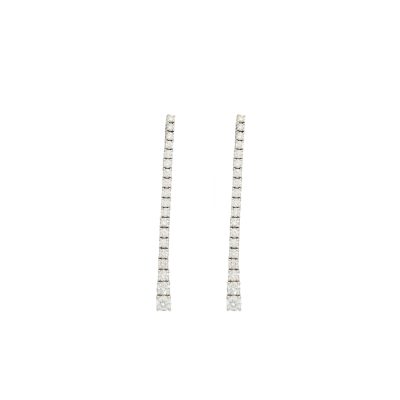 Aretes Tennis en Oro Blanco 18k con Brillantes