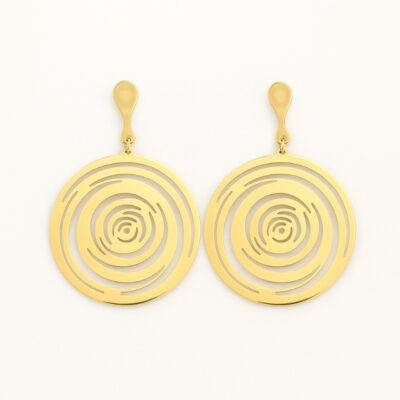 Aretes 18k Círculos Calados en Oro Amarillo