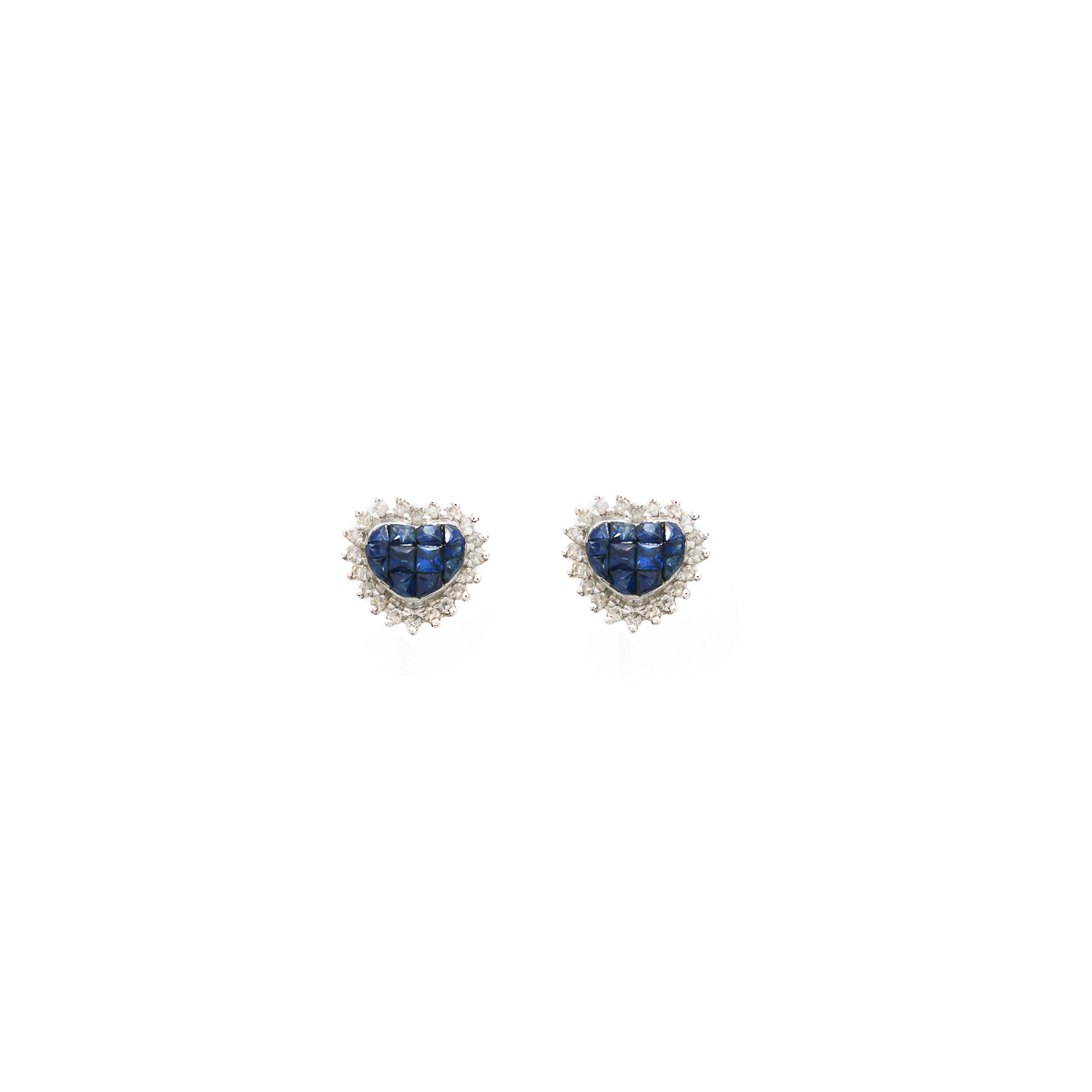 Argollas Biru Corazon en Oro Blanco 18k con Zafiro