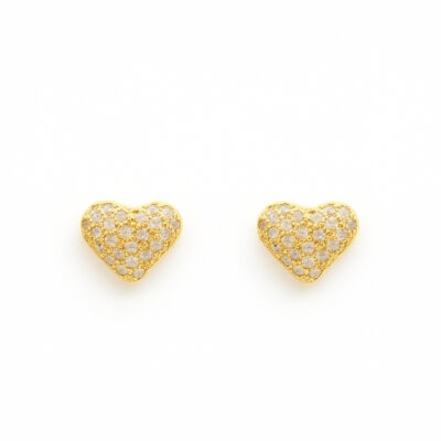 Aretes Khuyay Corazón en Oro Amarillo 18k y Diamantes