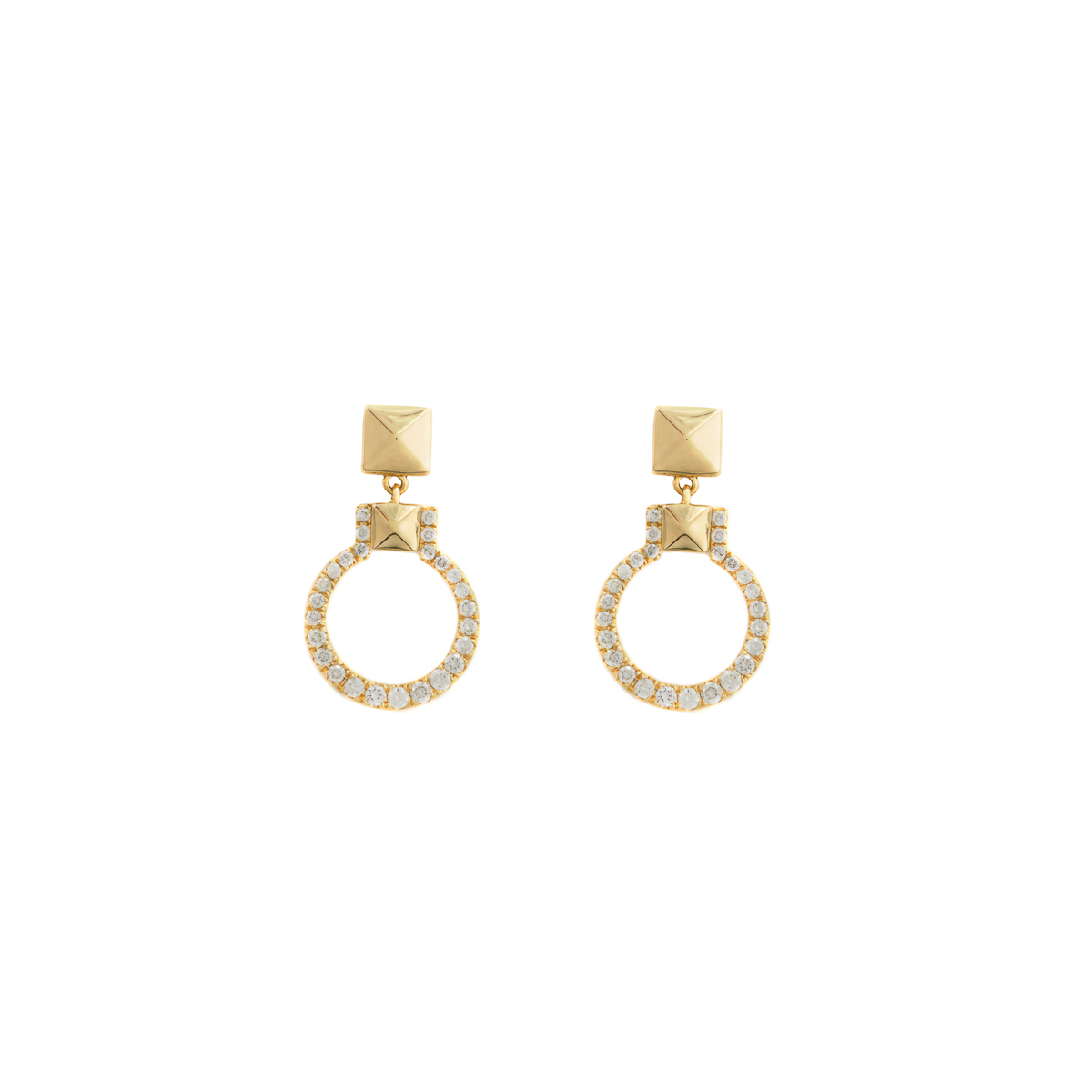 Aretes Diamantesta Huggie con tachas en Oro Amarillo 18k con Brillantes