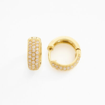 Argollas Diamantesta Redonda en Oro Amarillo 18k con Diamantes