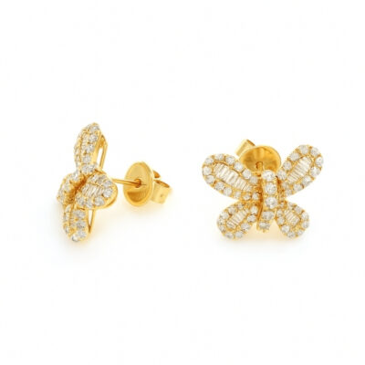 Aretes Diamantesta Mariposa en Oro Amarillo 18k con Diamantes