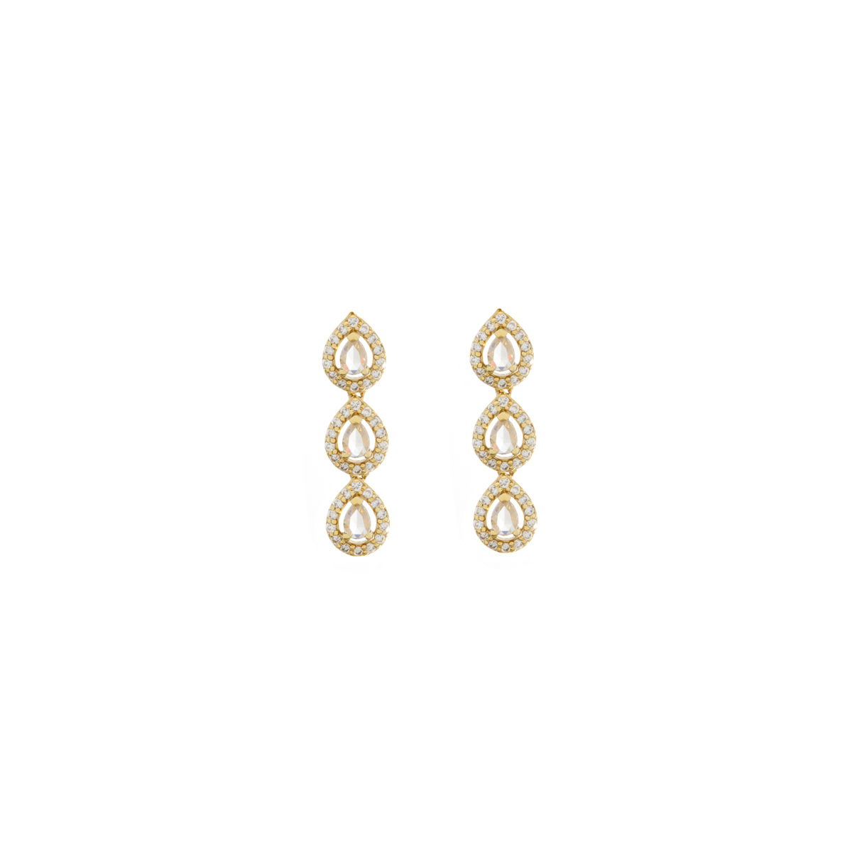 Aretes Diamantesta 3 Gotas en Oro Amarillo 18k con Brillantes