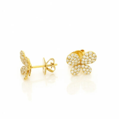 Aretes Diamantesta Mariposa en Oro Amarillo 18k con Diamantes
