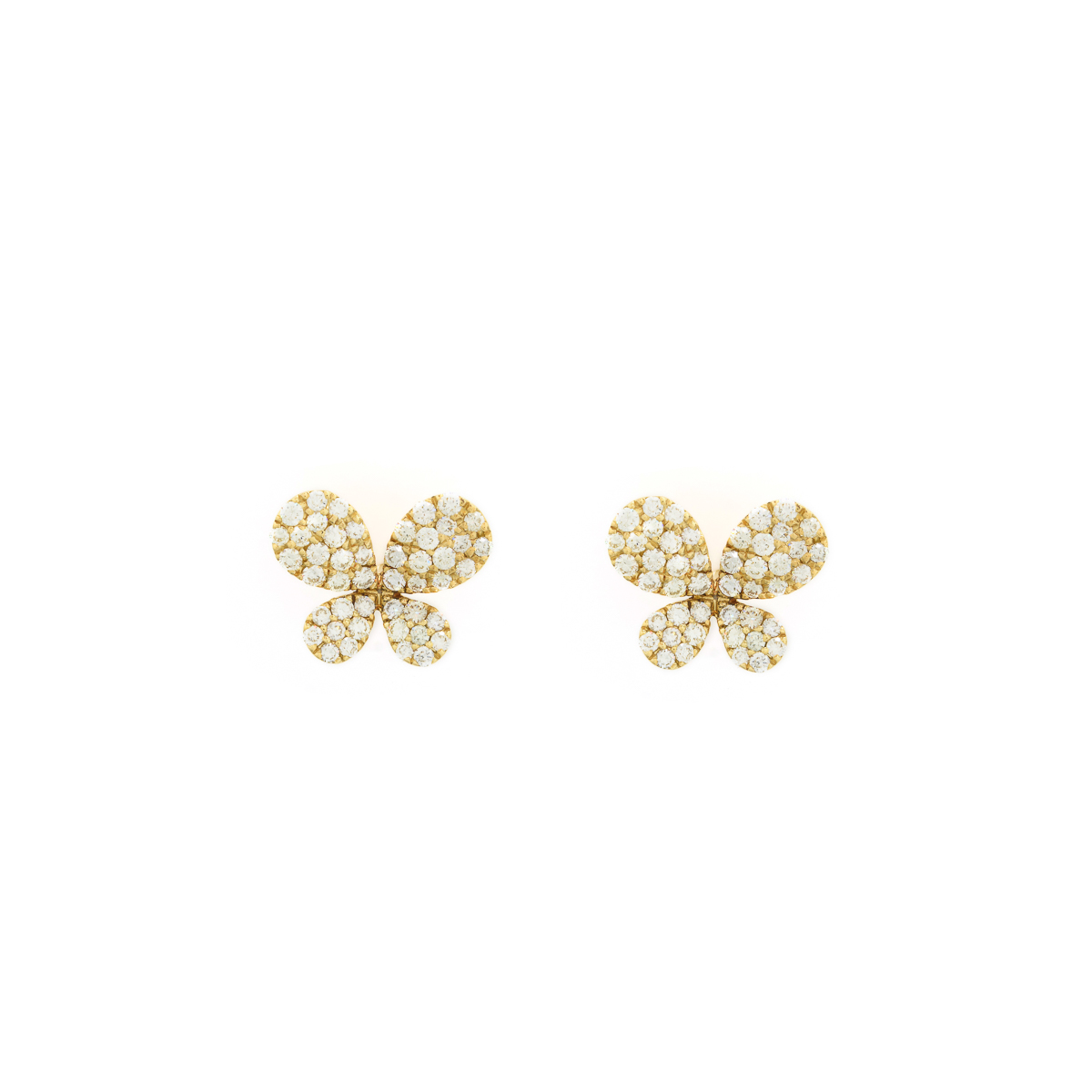 Aretes Diamantesta Mariposa en Oro Amarillo 18k con Brillantes