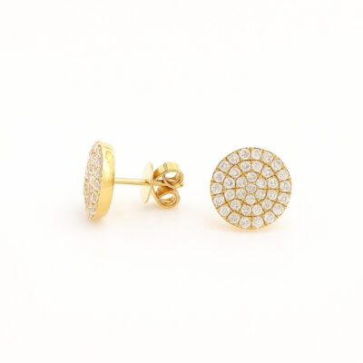 Aretes Diamantesta Roseta Plana en Oro Amarillo 18k con Diamantes