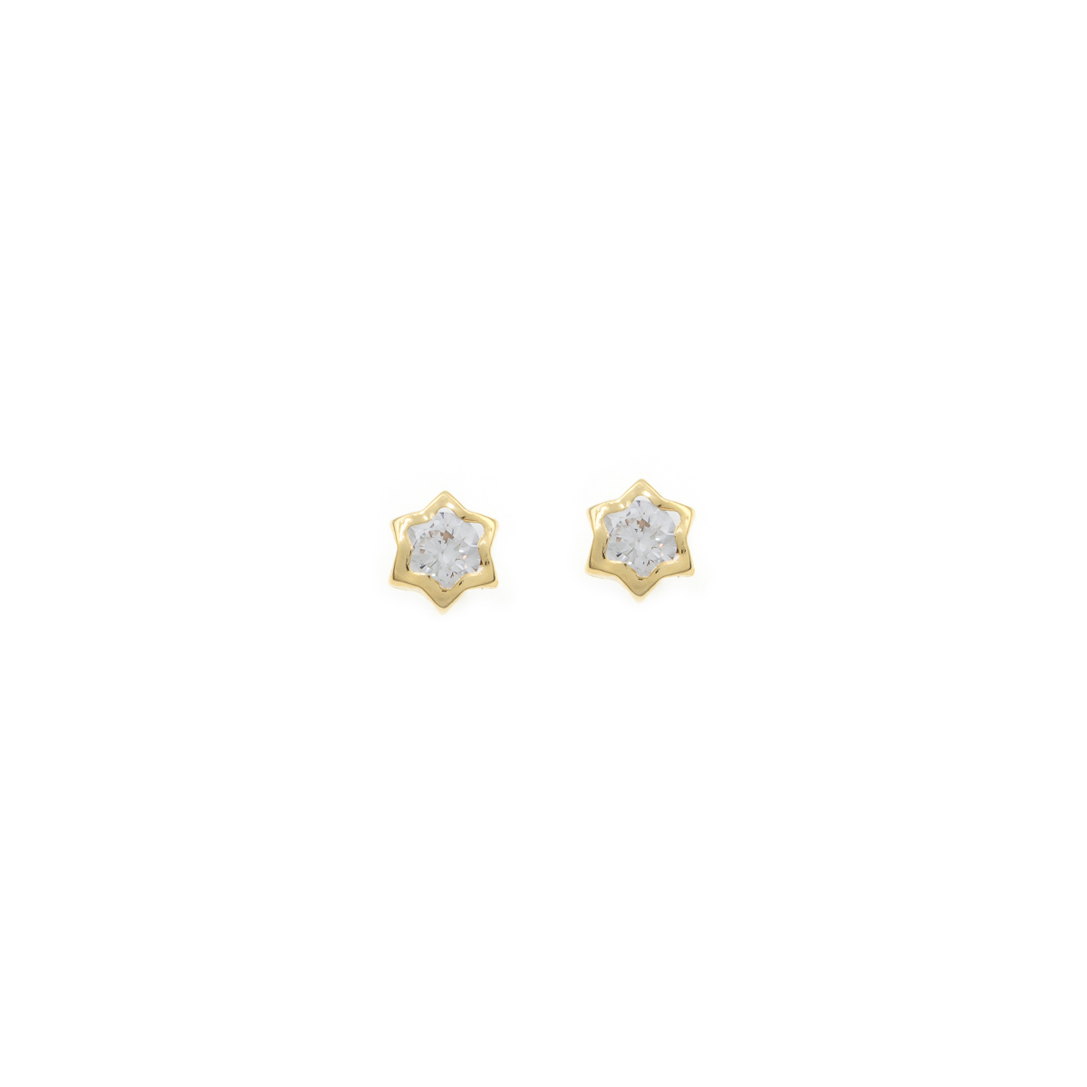 Aretes Biru Bebé Estrella en Oro amarillo con Zircón