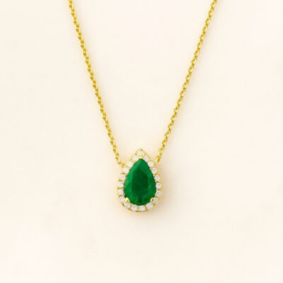 Collar Biru en Oro Amarillo 18K con Esmeralda y Diamantes