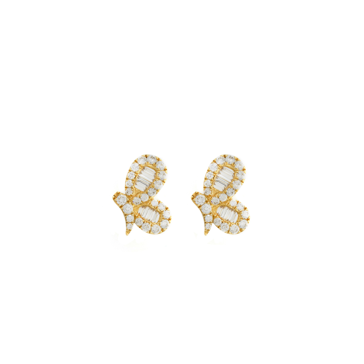 Aretes Diamantesta Media Mariposa en Oro Amarillo 18k con Brillantes