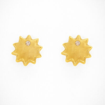 Aretes Biru Sol en Oro Amarillo 18k con Brillante