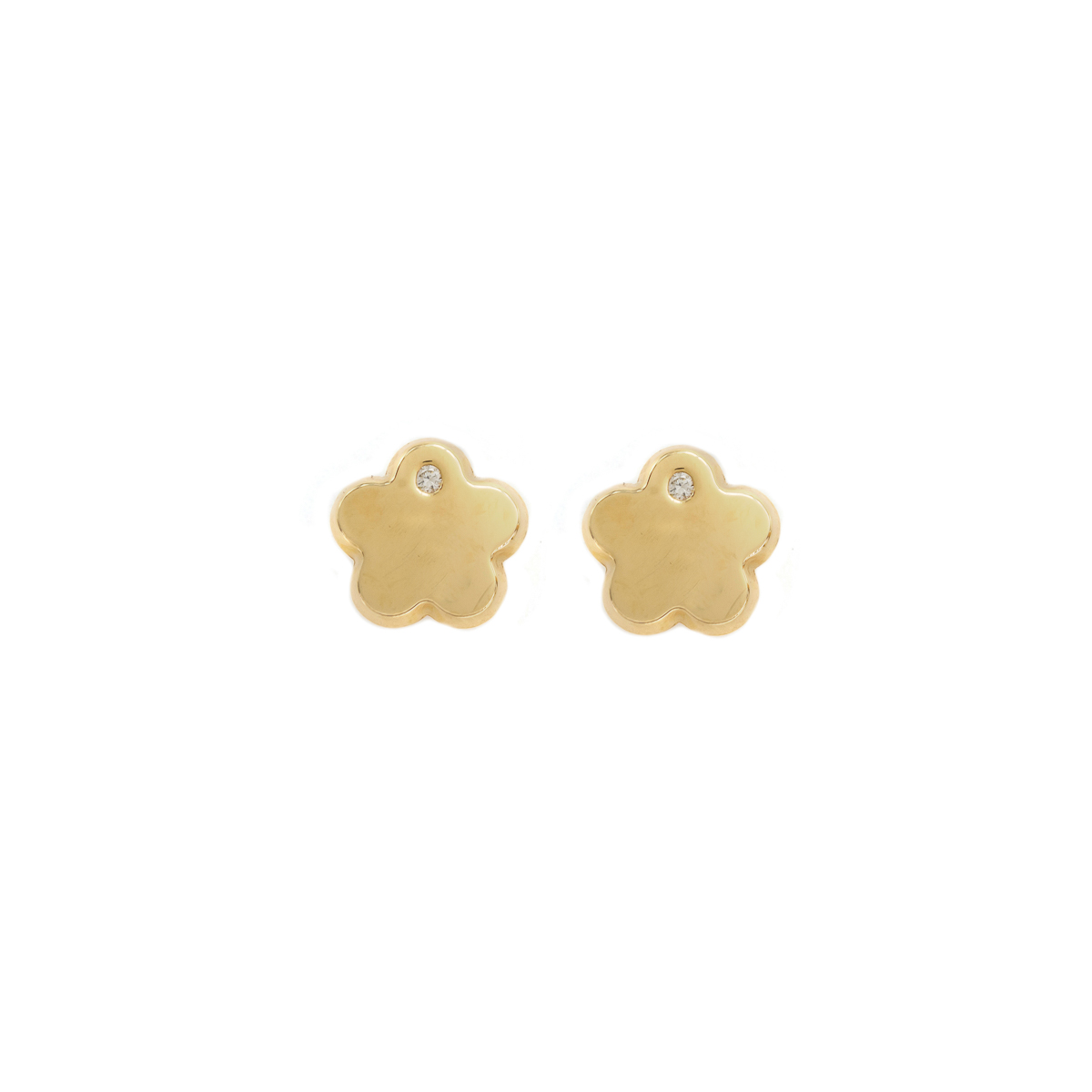 Aretes Kids Trébol en Oro Amarillo 18k con Diamantes