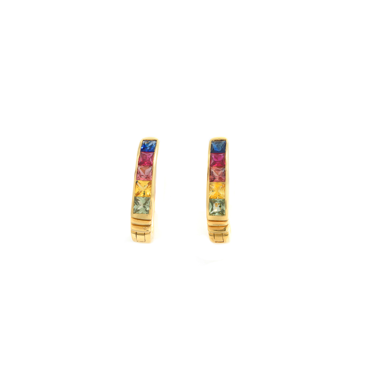 Aretes Biru Rainbow en Oro Amarillo 18k con Zafiro de colores